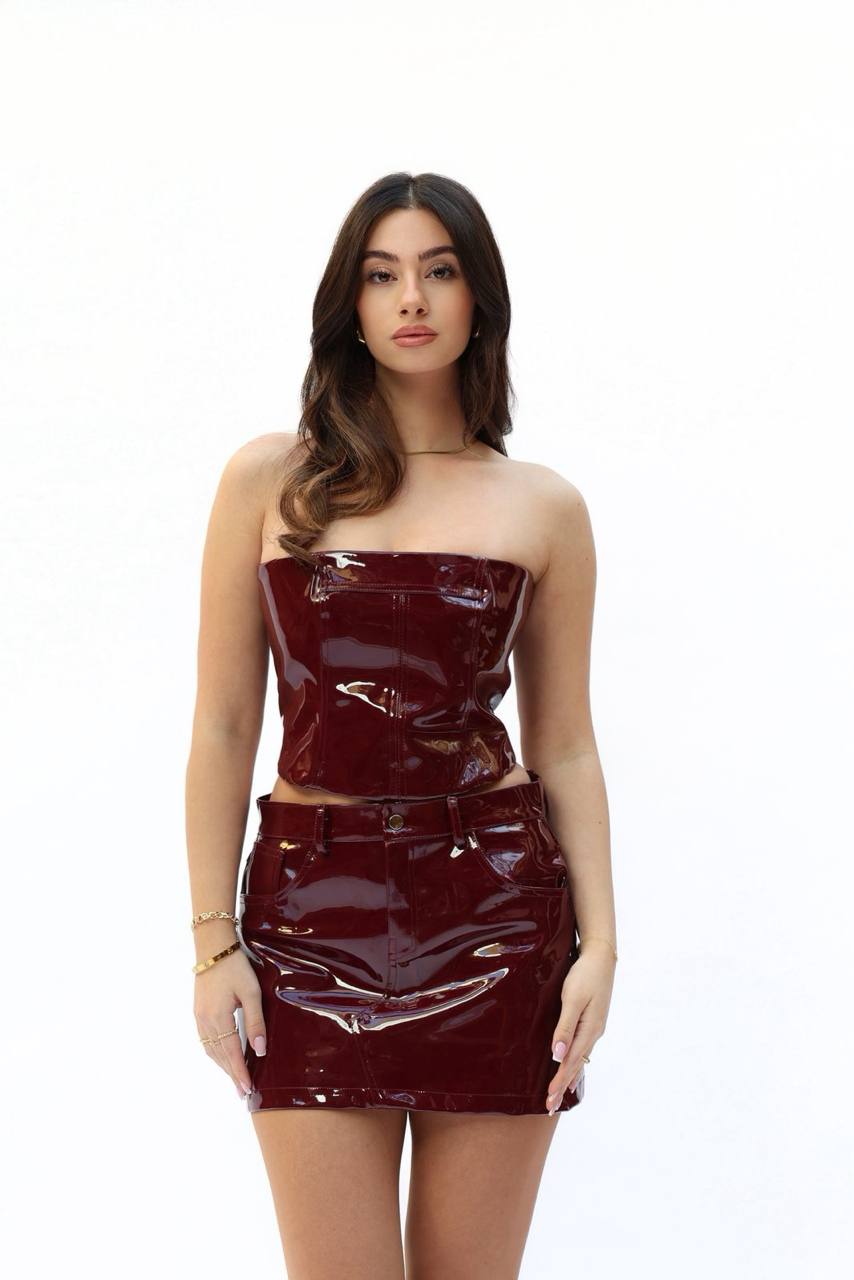 burgundy latex dress 001 - Set Coral Sunset Bridesmaid Dress underwire for full support BIS 14Apr Size:5-6