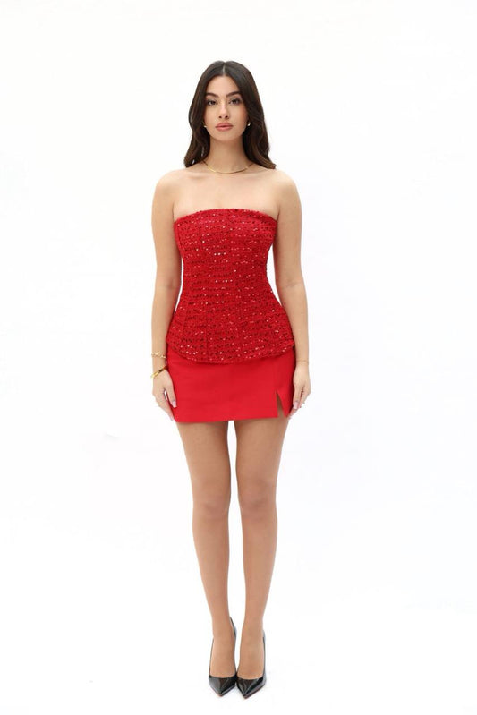 005 - Tweed Corset - Red